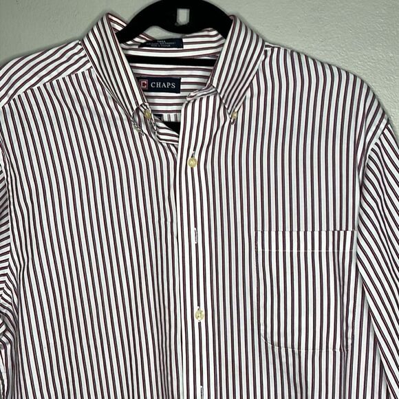 Chaps Twill Striped Long Sleeve Button Down Shirt - Picture 6 of 10